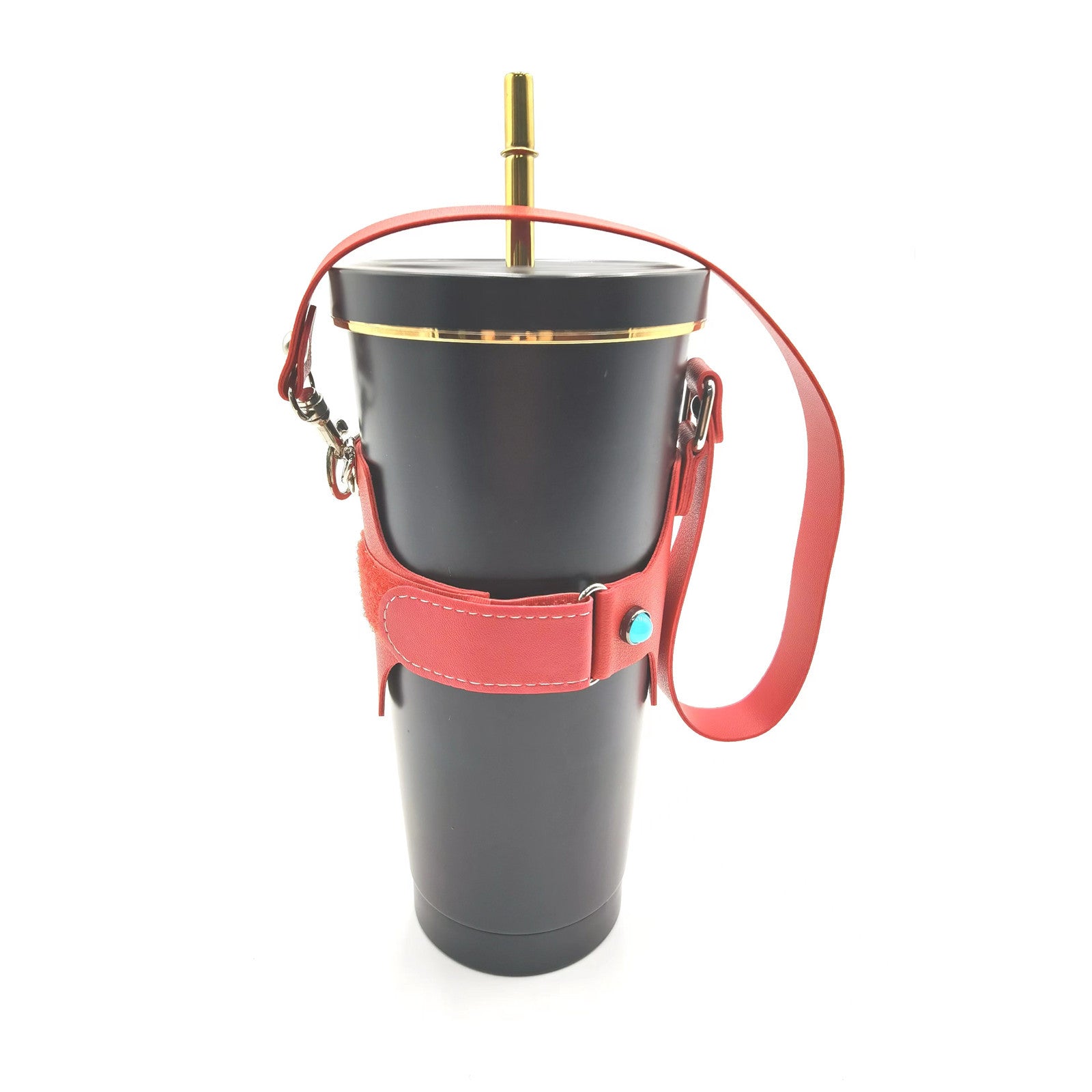 Wholesale Portable Coffee Accessories Adjustable PU Leather Non-slip Cup Holder