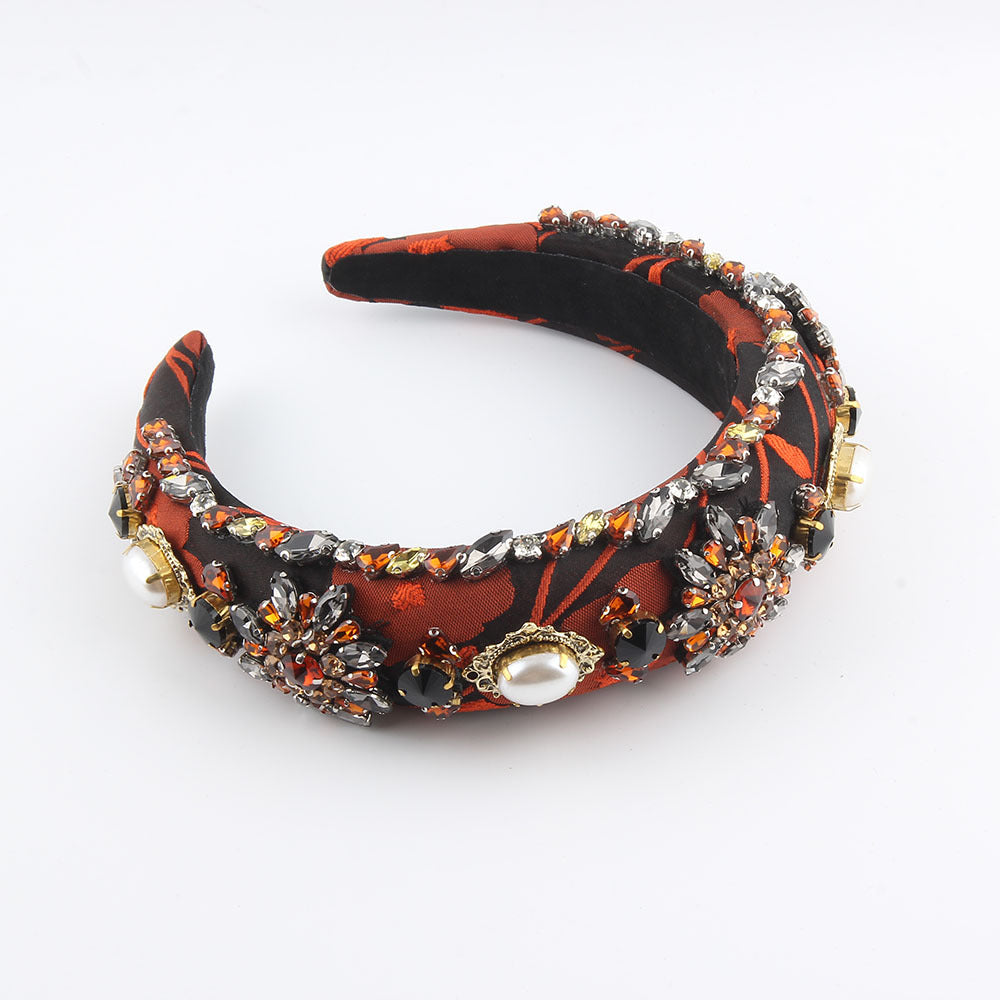 Wholesale Baroque Cross border Sponge Inlaid Diamond Hair Hoops