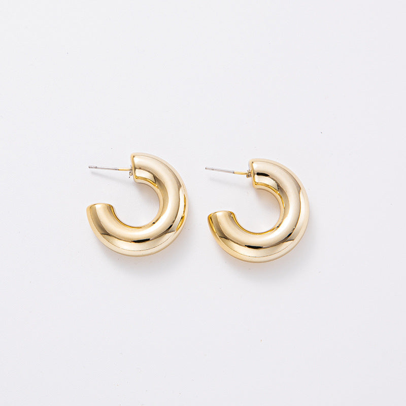 Wholesale C-shaped Electroplating Simple Plain Ring Acrylic Earrings