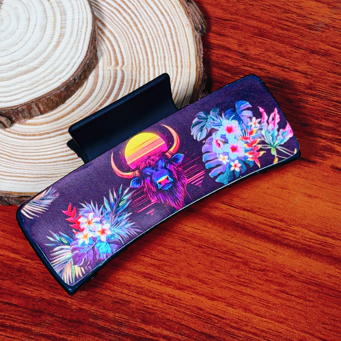 Wholesale  Bohemian Shark Clip with Western Cowboy Cowhead Square Leather Grip