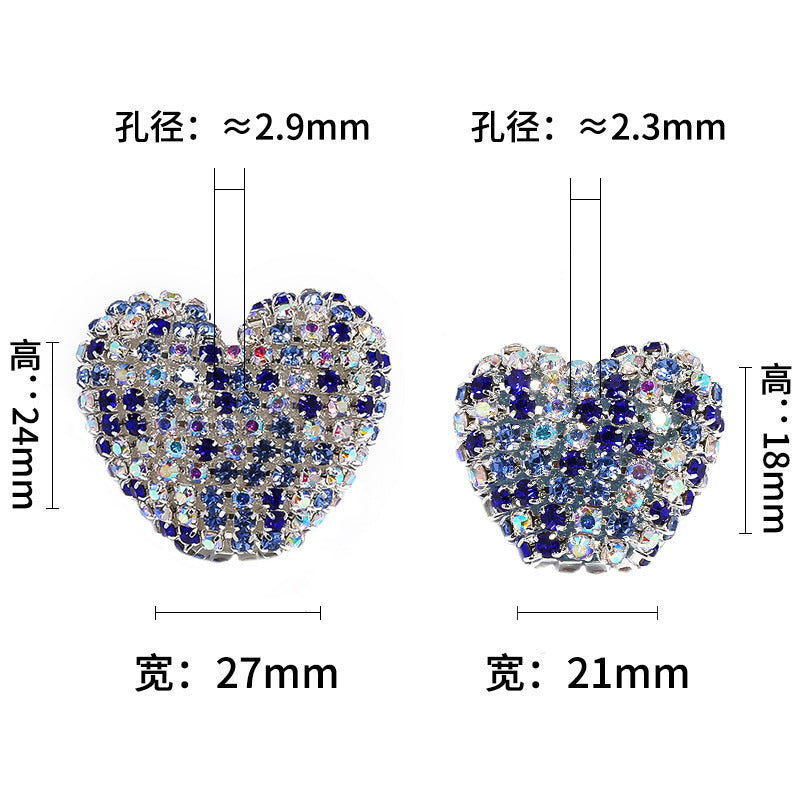 Wholesale 5pcs Rhinestone claw chain heart-shaped rhinestone ball straight hole bead