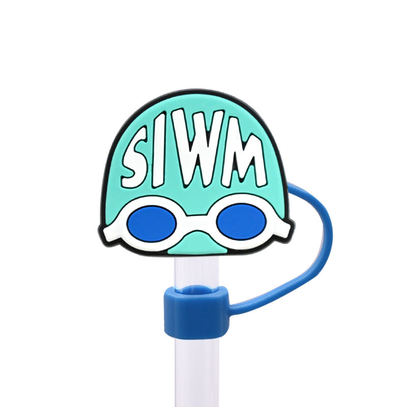Wholesale Random 100pcs 10MM swimming dust plug straw hat creative DIY cup straw accessories