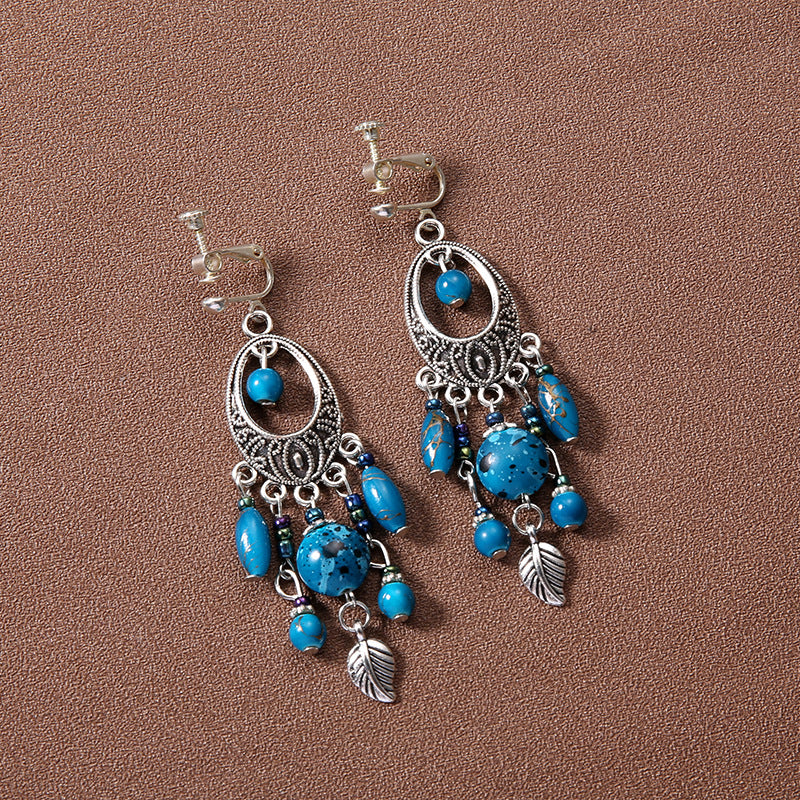 Wholesale Bohemian retro ethnic style ancient silver earrings