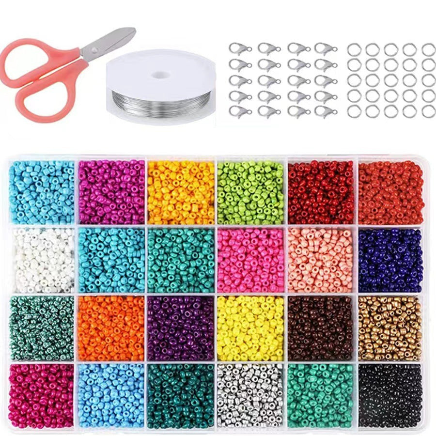 Wholesale DIY puzzle  Beaded 28 Boxed Set of Solid Color Paint Glass Beads DIY Bracelet Necklace Accessories Colorful Small Rice Beads
