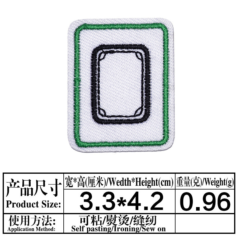 Wholesale Mahjong Embroidered Patches 8 Self Adhesive Twill Fabric Appliques For Clothing Bags Shoes Hats Boutique Resale Accessory