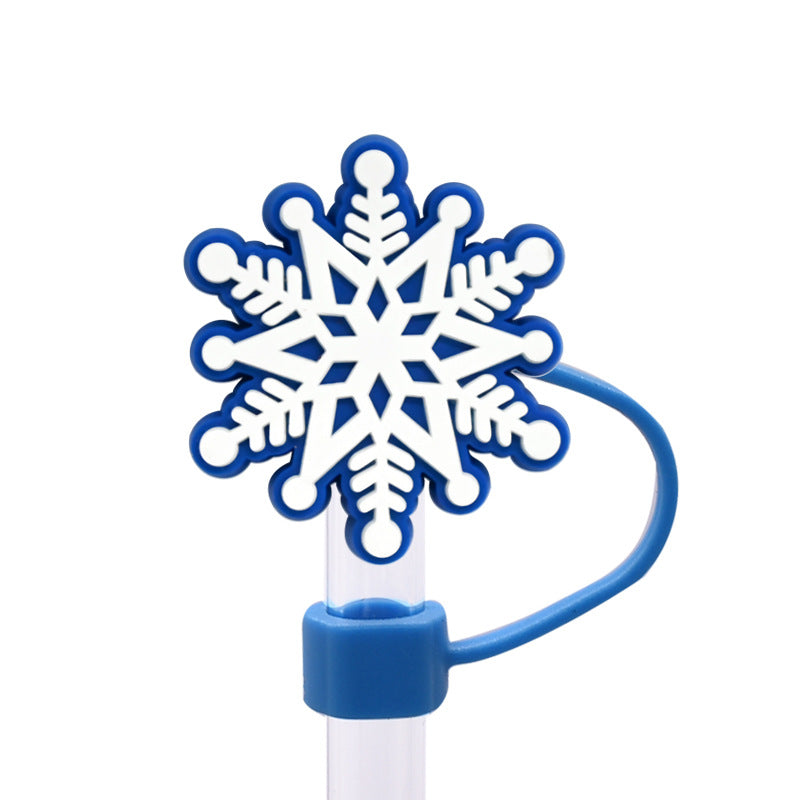 Wholesale Random 100pcs  snowflake  dust plug straw hat creative DIY cup straw accessories