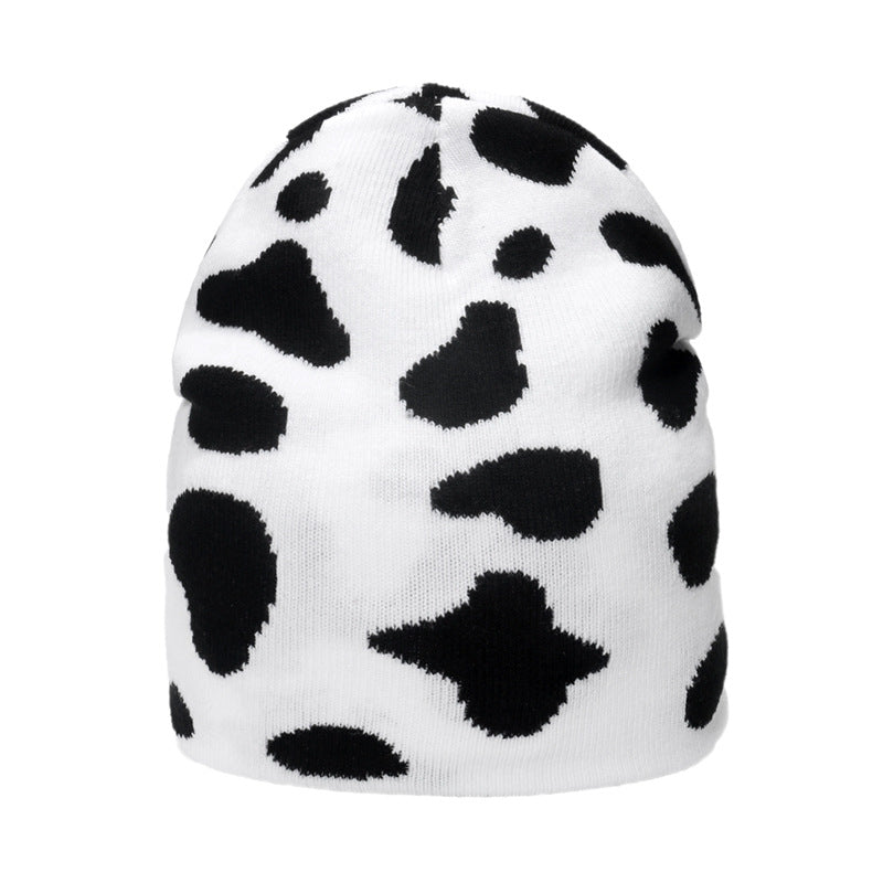 Wholesale Autumn and Winter Warm Woolen Cow Plaid Zebra Leopard Print Knitted Hat