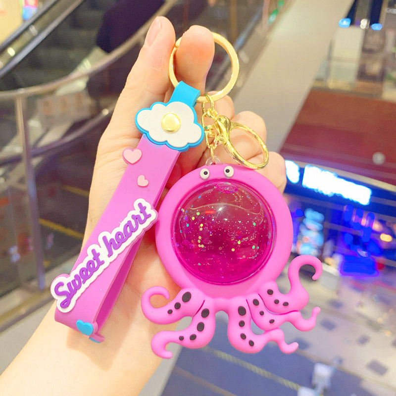 Llavero y llavero de botella de pulpo y botella de pulpo de PVC
