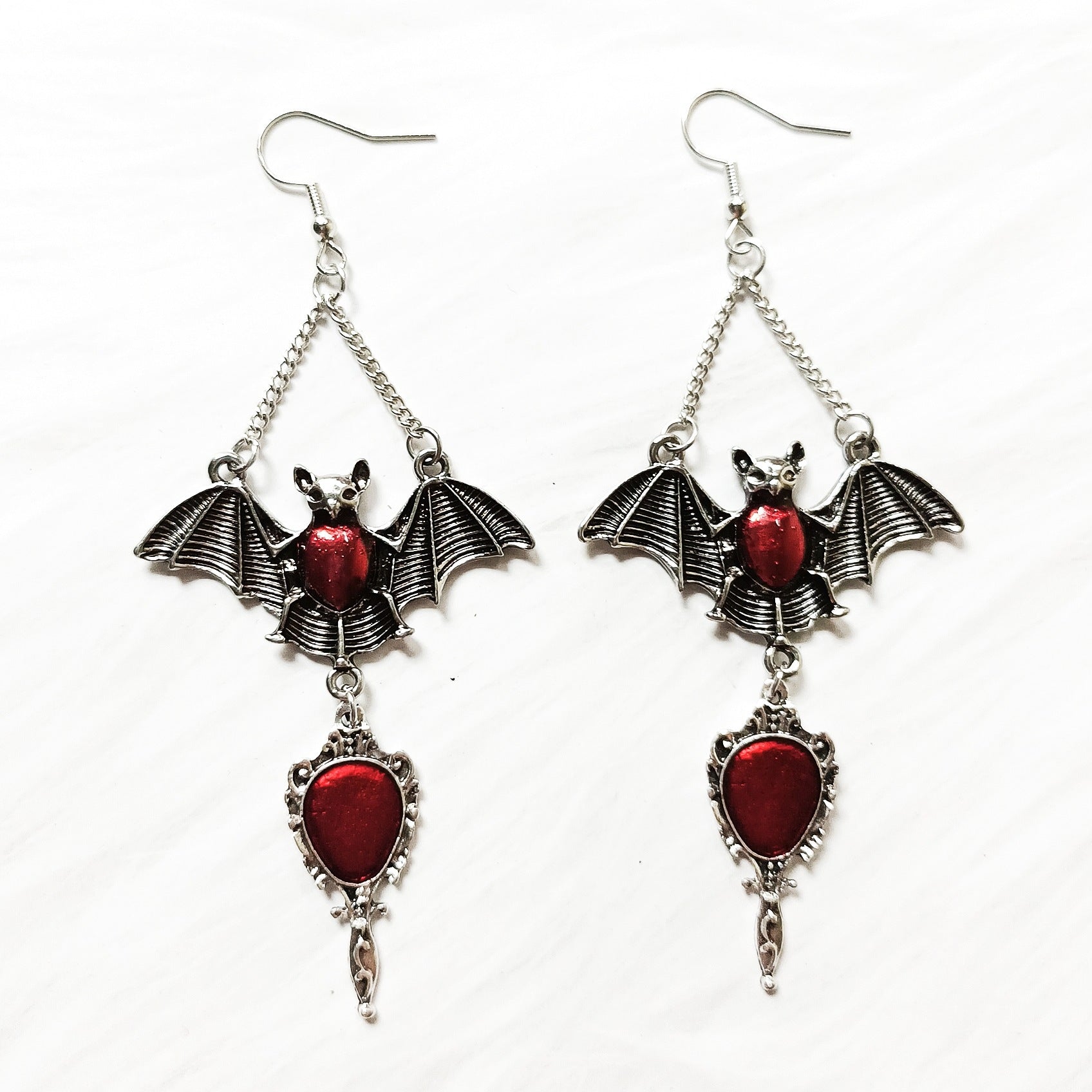 Wholesale Gothic Punk Bat Cross Coffee Earrings