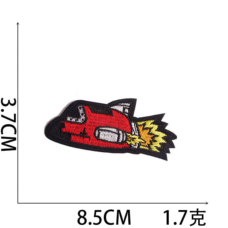 Wholesale Trendy Cartoon Rocket Embroidery Patches Polyester Sew On Space Badge For Clothing DIY Craft