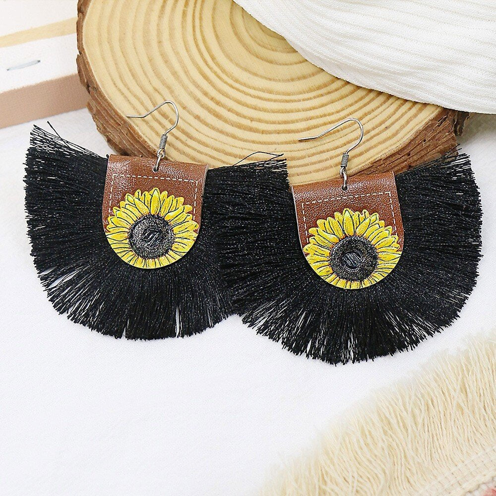 Wholesale Tassel Boho Color Scallop Earrings