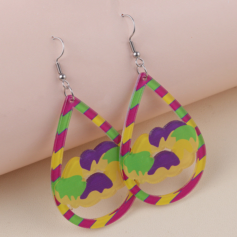 Wholesale Carnival water-saving droplet shaped acrylic tassel earrings