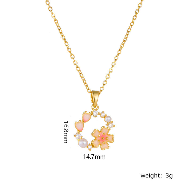 Wholesale love necklace flower pendant