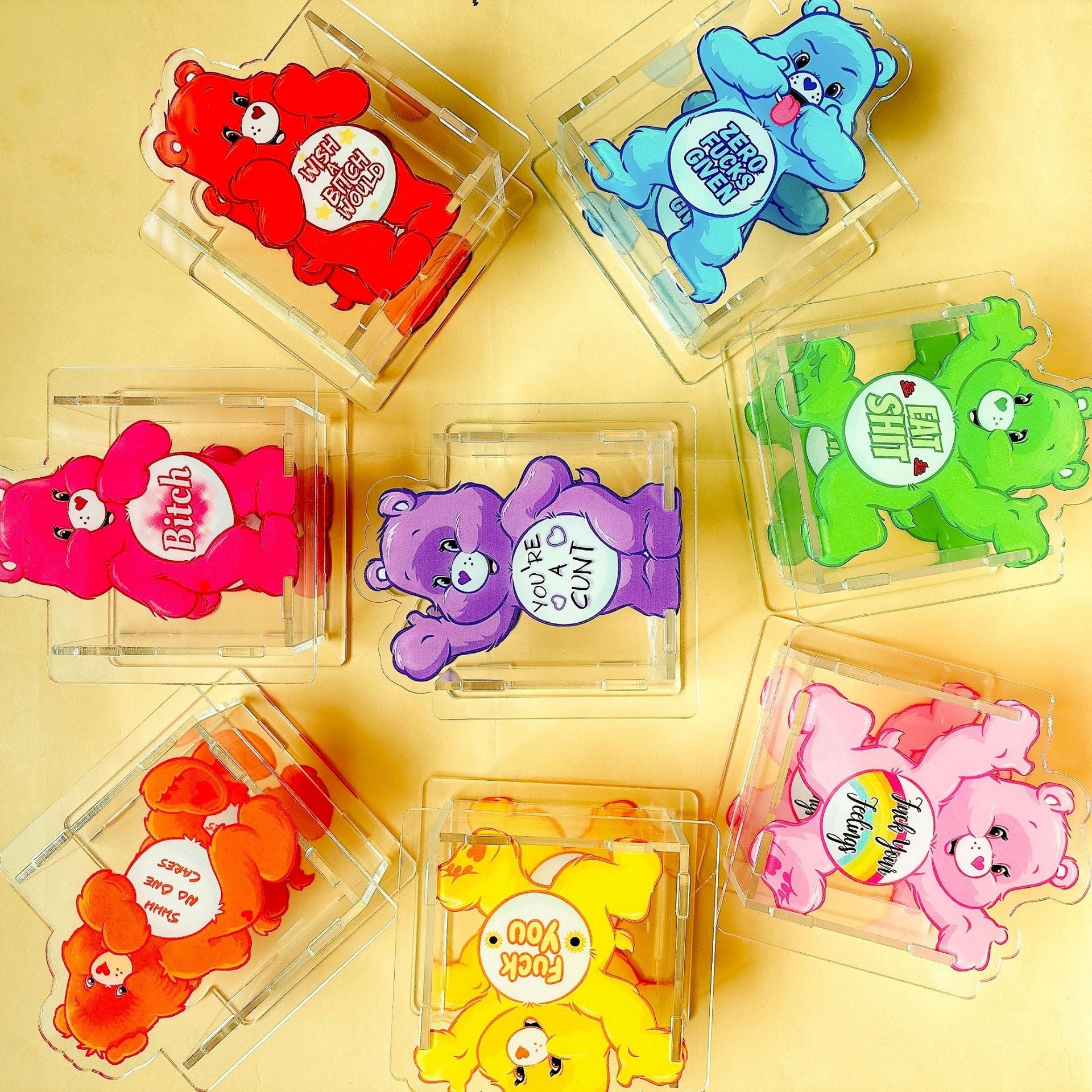 Wholesale Bear Acrylic Pen Stationery Box Creative Cosmetic Pen Storage 10cm