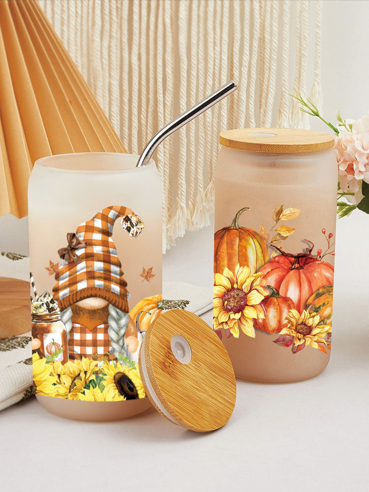 Wholesale  Pumpkin Flower Series 16oz Cup UV DTF Wraps