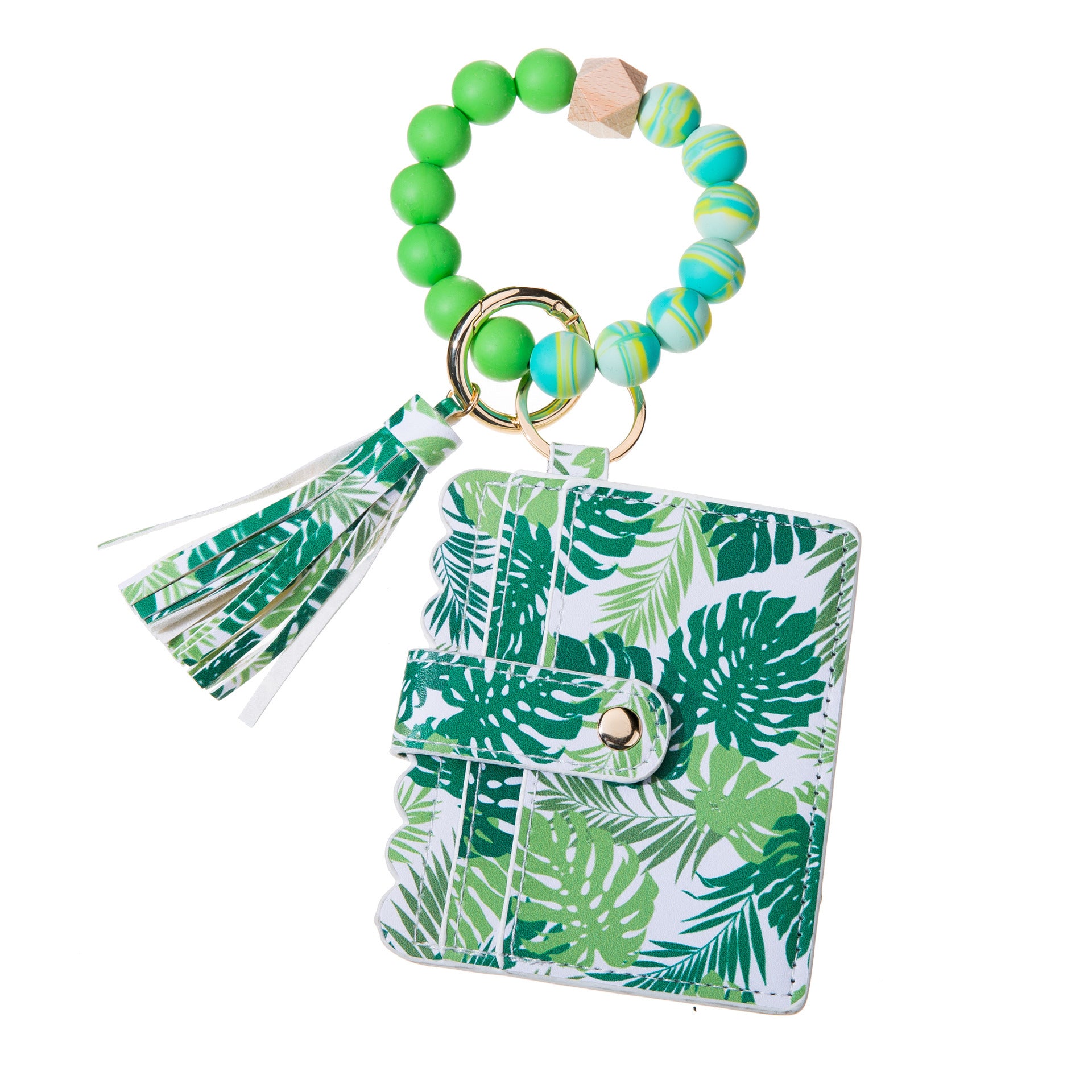 Wholesale Card Holder Colorful Silicone Beaded Wrist Keychain