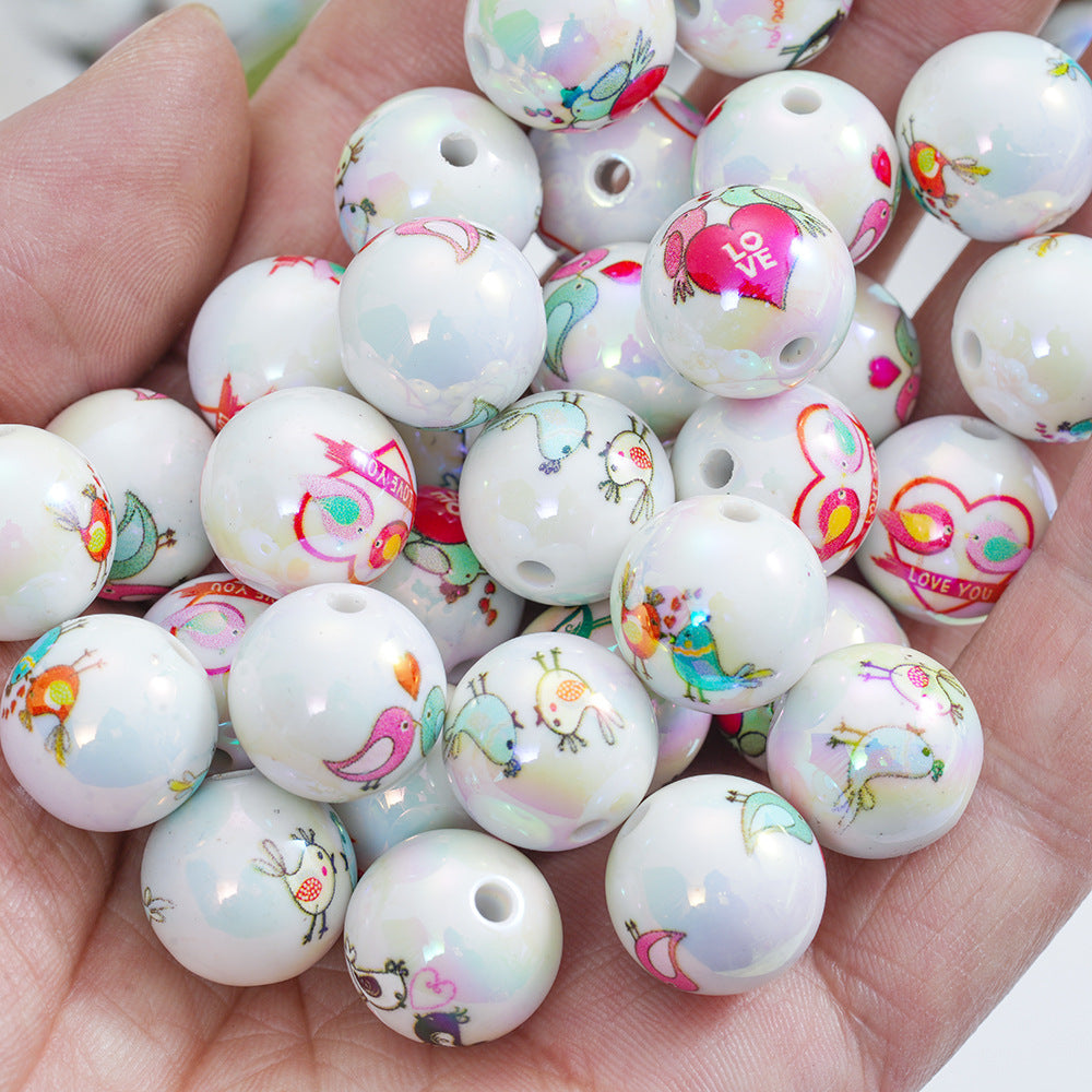 Wholesale 10pcs Valentine' s Day Love Bird Round Beads