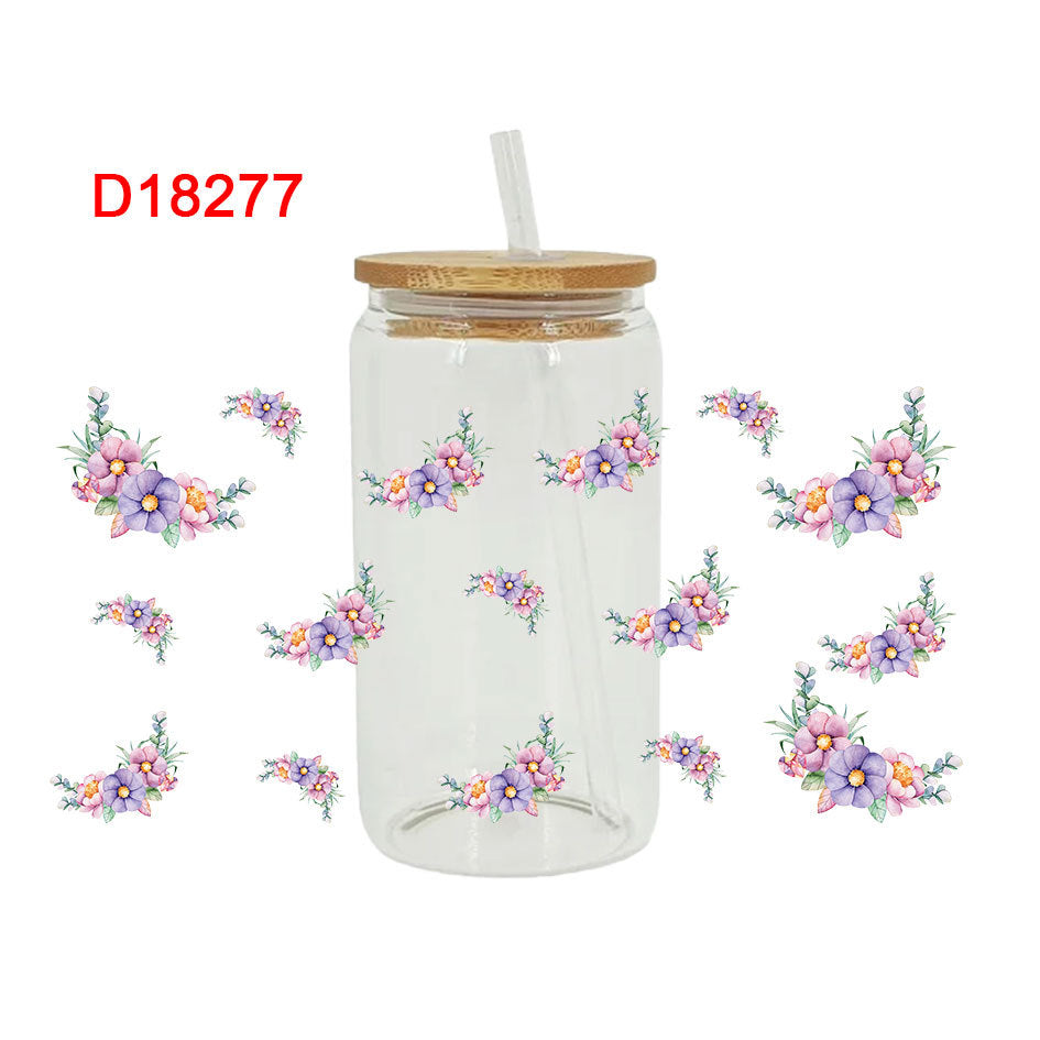 Wholesale Colorful Flowers Tulip Sunflower 16oz Cup UV DTF Wraps