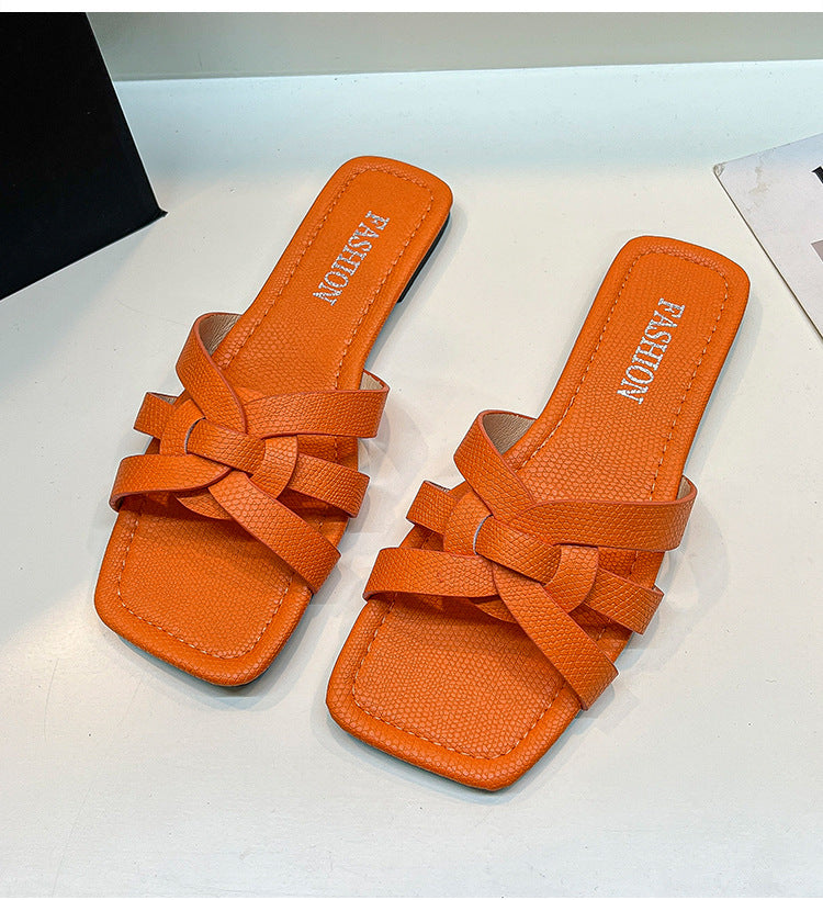 Wholesale Braided Flat Beach Slippers