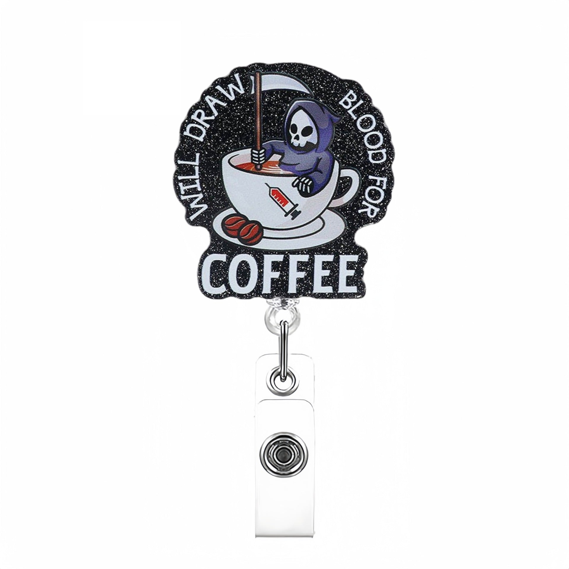 Wholesale Blackened Skeleton Medical Easy Pull Buckle  Badge Reels