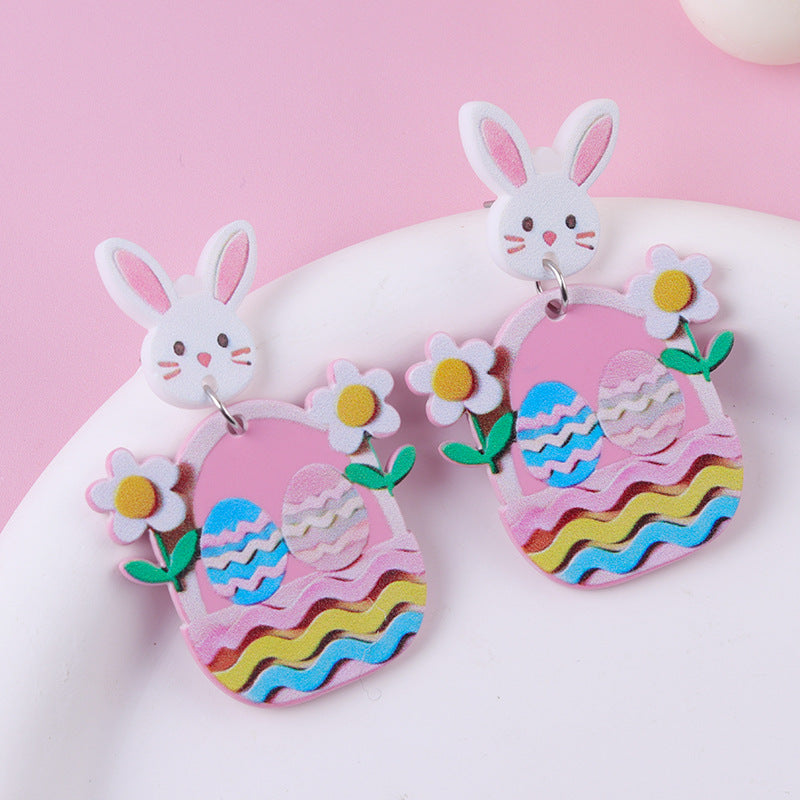 Wholesale Easter cartoon Easter egg bunny acrylic earrings