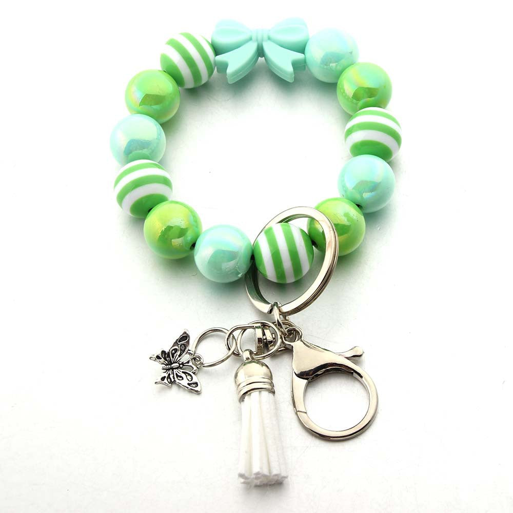 Wholesale Tassel Dragonfly Bull Head Lion Love Angel Acrylic Wrist Keychain