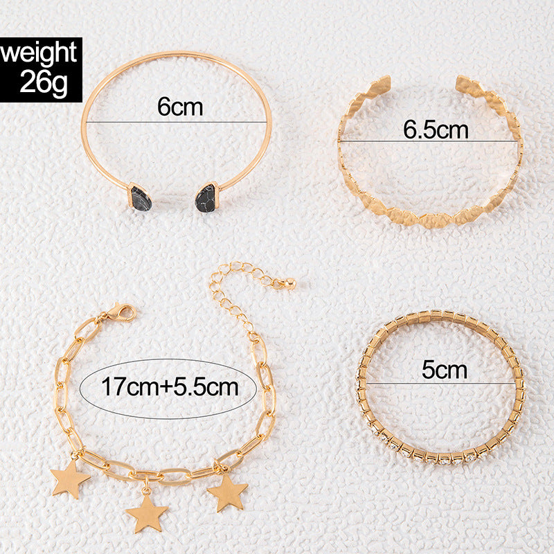Wholesale Retro Creative Imitation Marble Geometric Open Bracelet Set of Four
