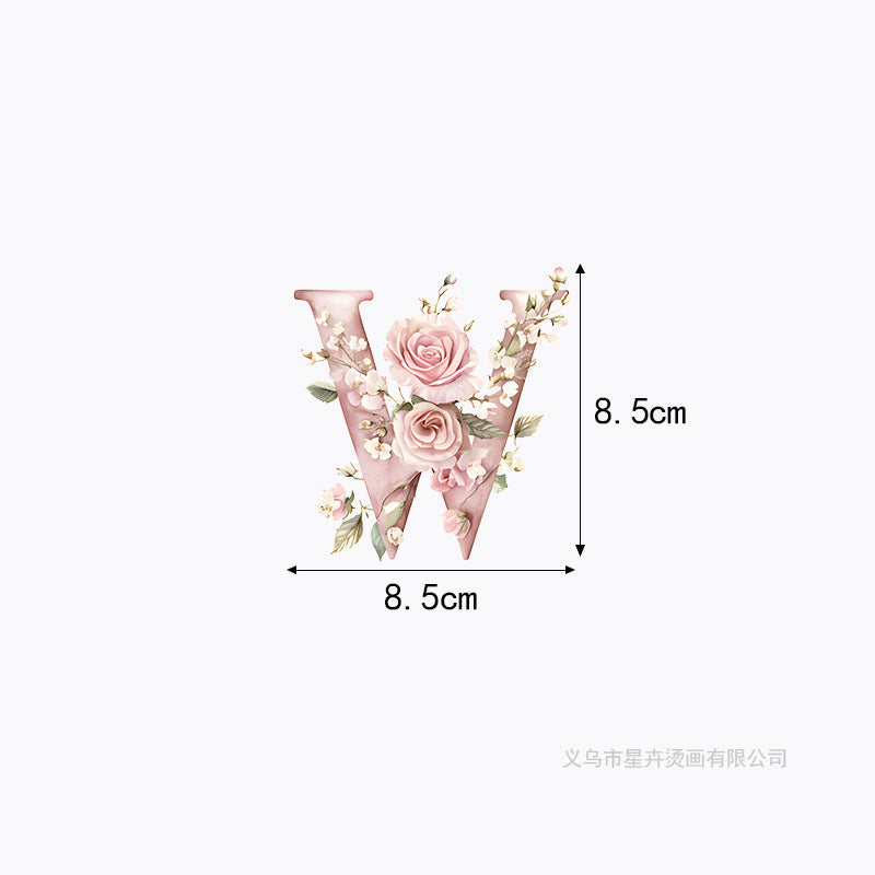 Wholesale 10pcs 26 letter flower branches and leaves UV DTF Ready to Press Transfers Wraps