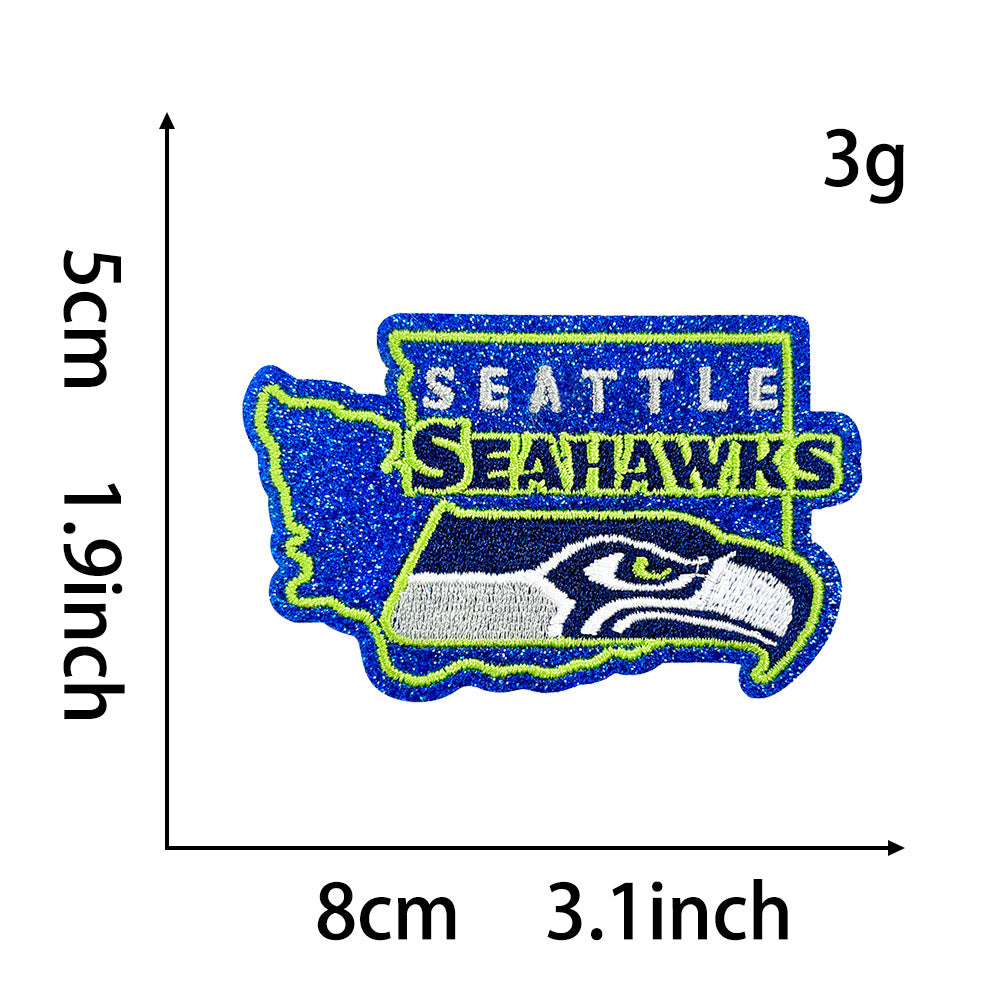 Wholesale Seattle Seahawks Sequin Embroidered Patch State Shape Sew On Applique For Clothing Bags DIY Craft Accessory OLY Exclusive