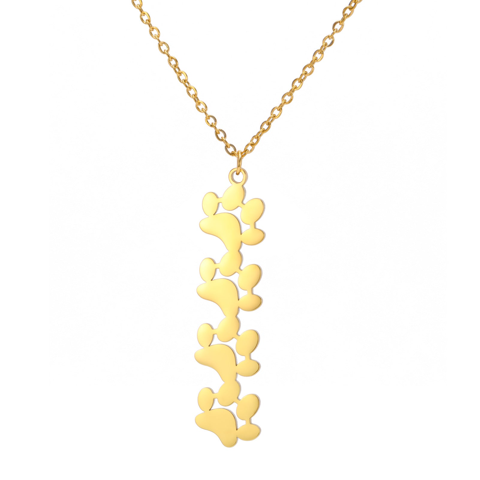 Wholesale Continuous Cat Paw Animal Footprint Pendant Stainless Steel Necklace