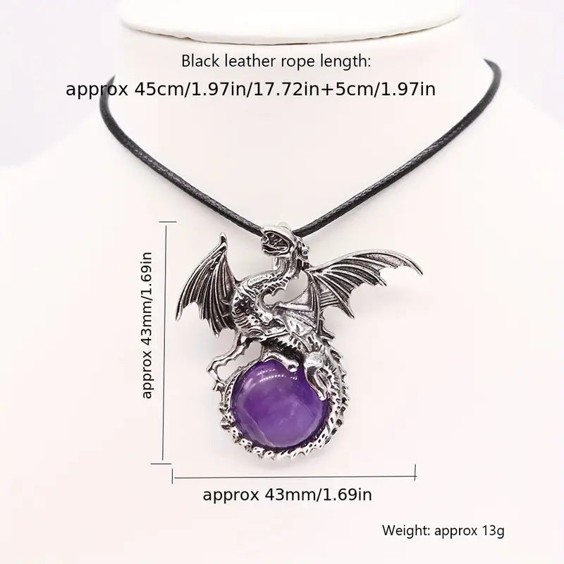 Wholesale Dragon shaped pendant amethyst brand necklace