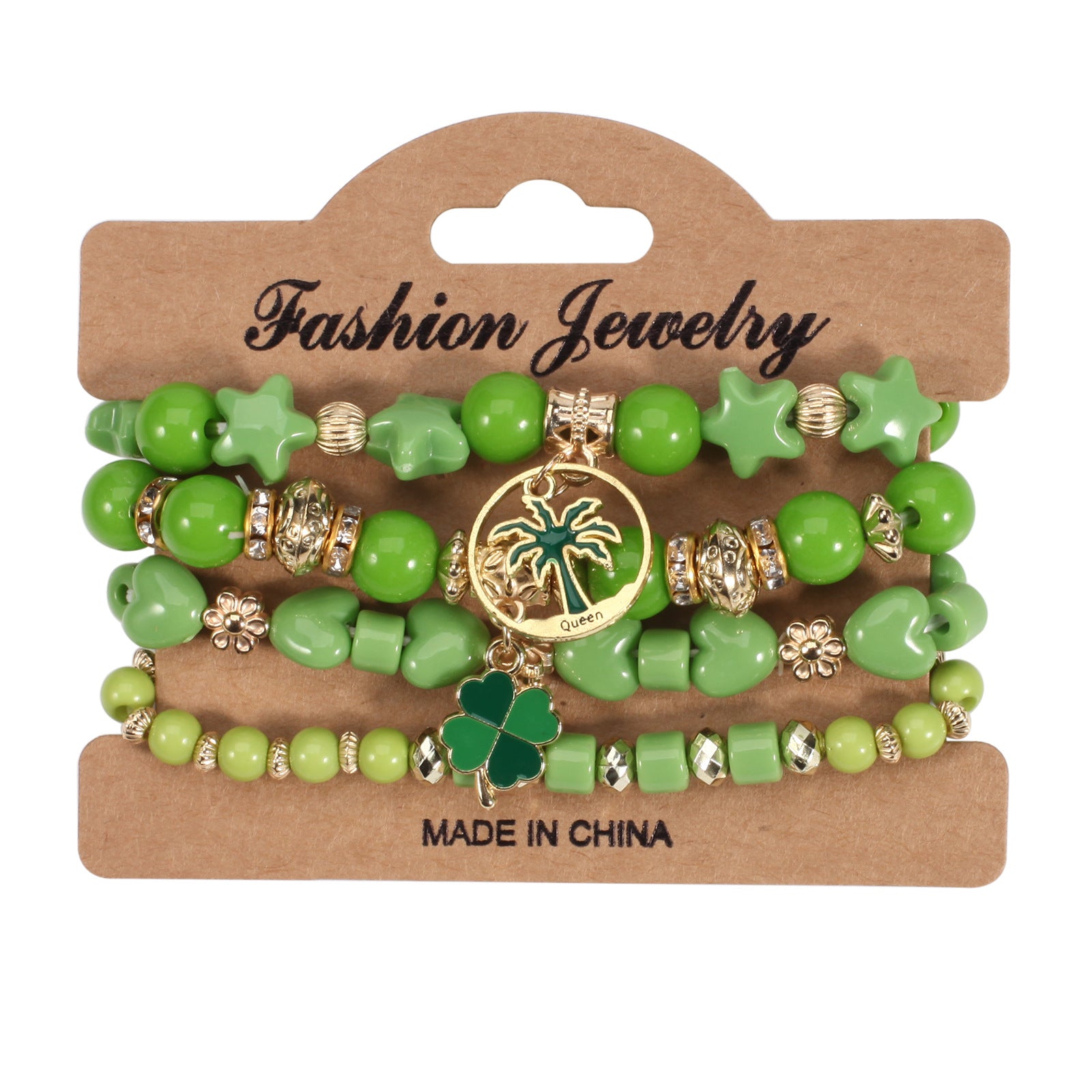 Wholesale St.  Patrick' s Day Green Clover Letter Bracelet