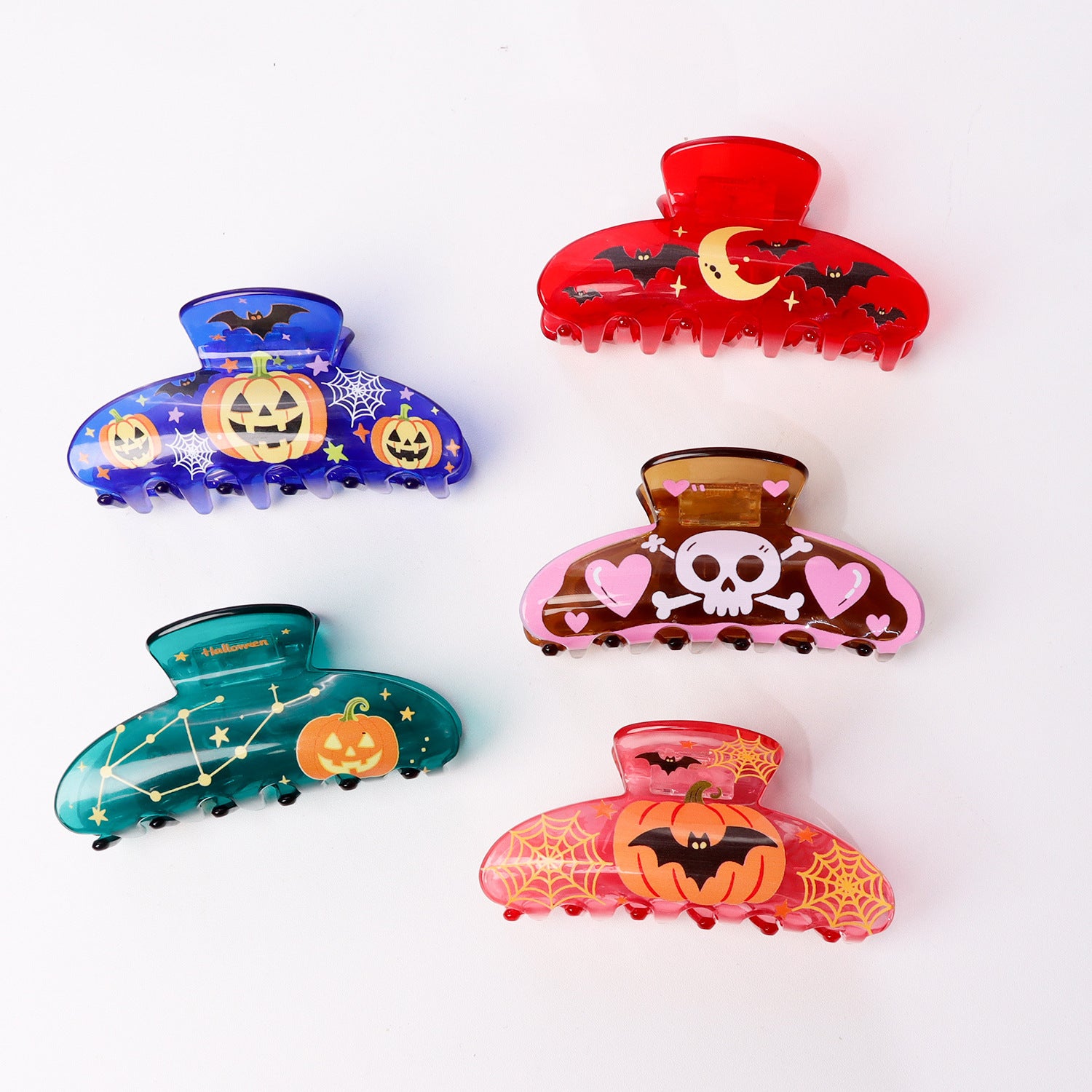 Wholesale  PVC Hair Claw Clip Dark Style Pumpkin Bat Design Fashion Accessory Boutique Resale