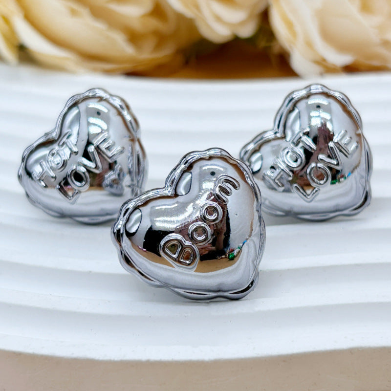 Wholesale 20pcs Acrylic Uv Plated Metal Christmas Balloon Heart  Crystal Beads