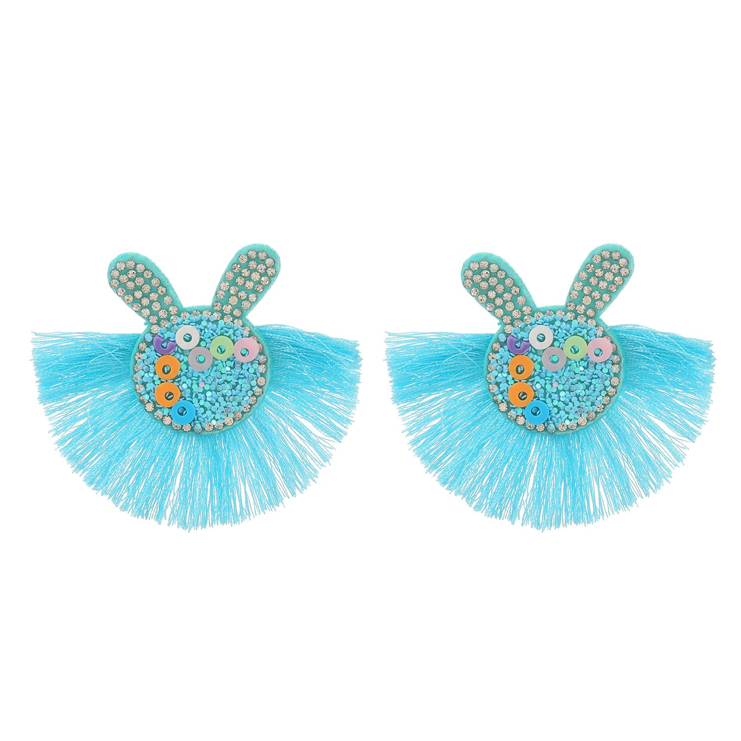 Pendientes de conejo coloridos de borla festoneada al por mayor