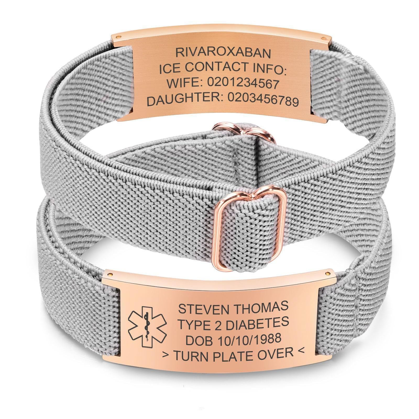 Wholesale Stainless steel curved plaque engraved medical bracelet