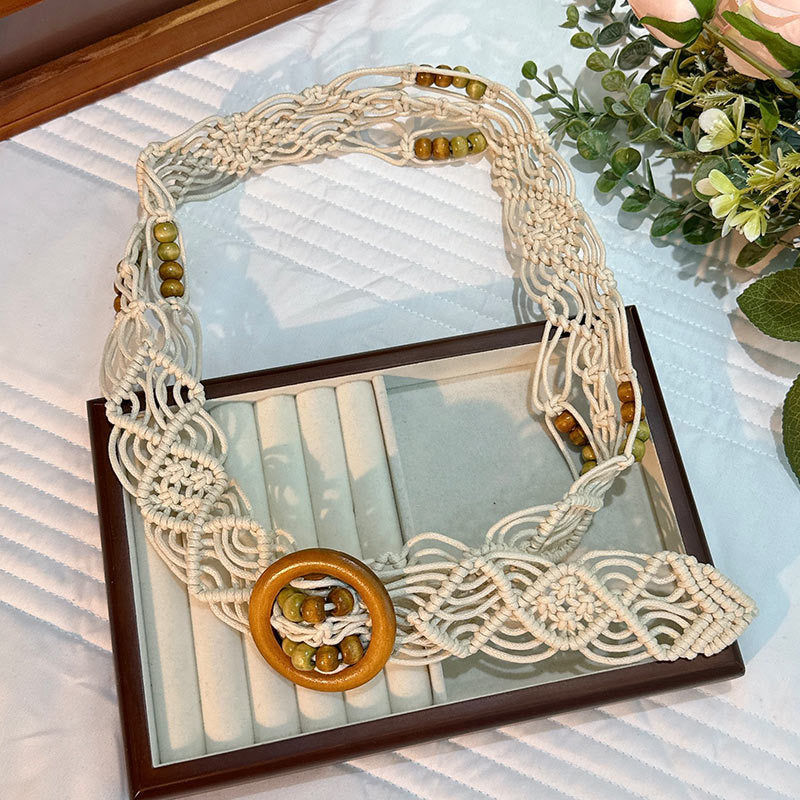 Wholesale Women's Versatile Dress Accessories Waist Rope Bohemian Braided Hemp Rope Waist Chain Thin Belt