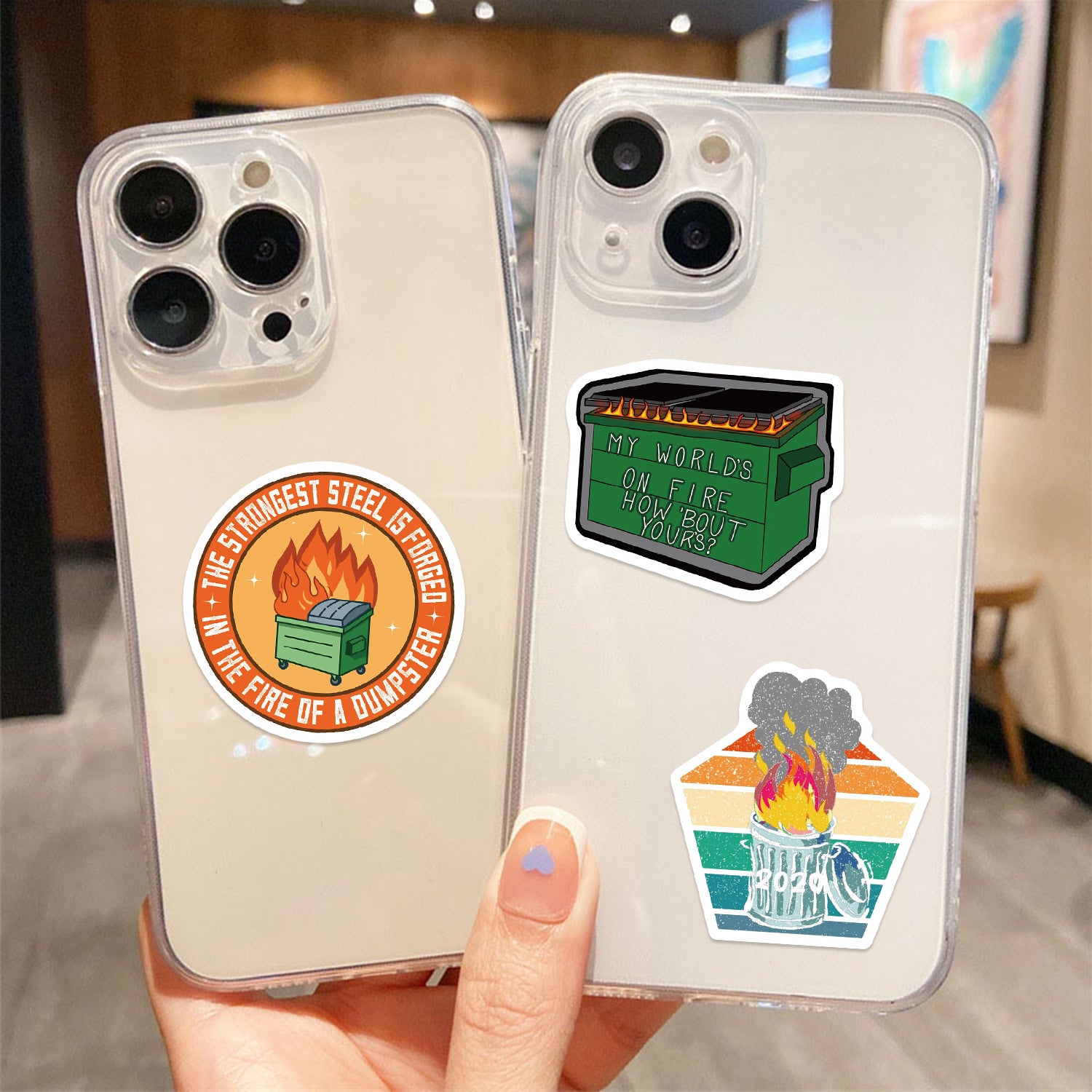 Wholesale  cartoon dustbin fire series stickers DIY stickers