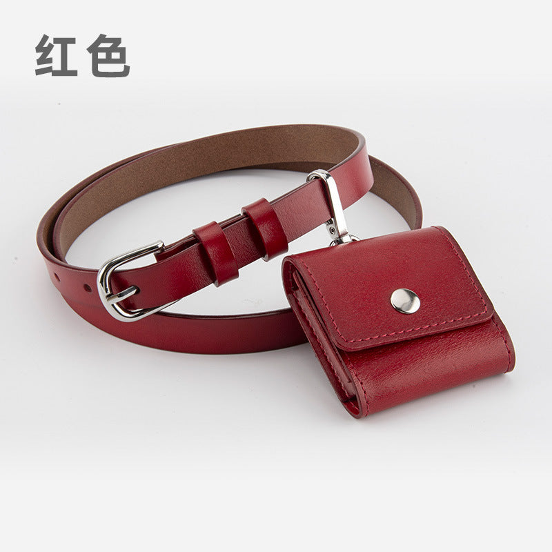 Wholesale Belt bag integrated genuine leather waist hanging headphone bag