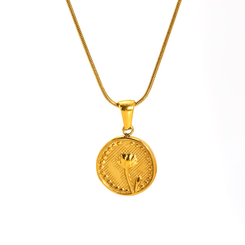 Wholesale Rose Flower Pendant Necklace Simple Titanium Steel Sunflower Necklace