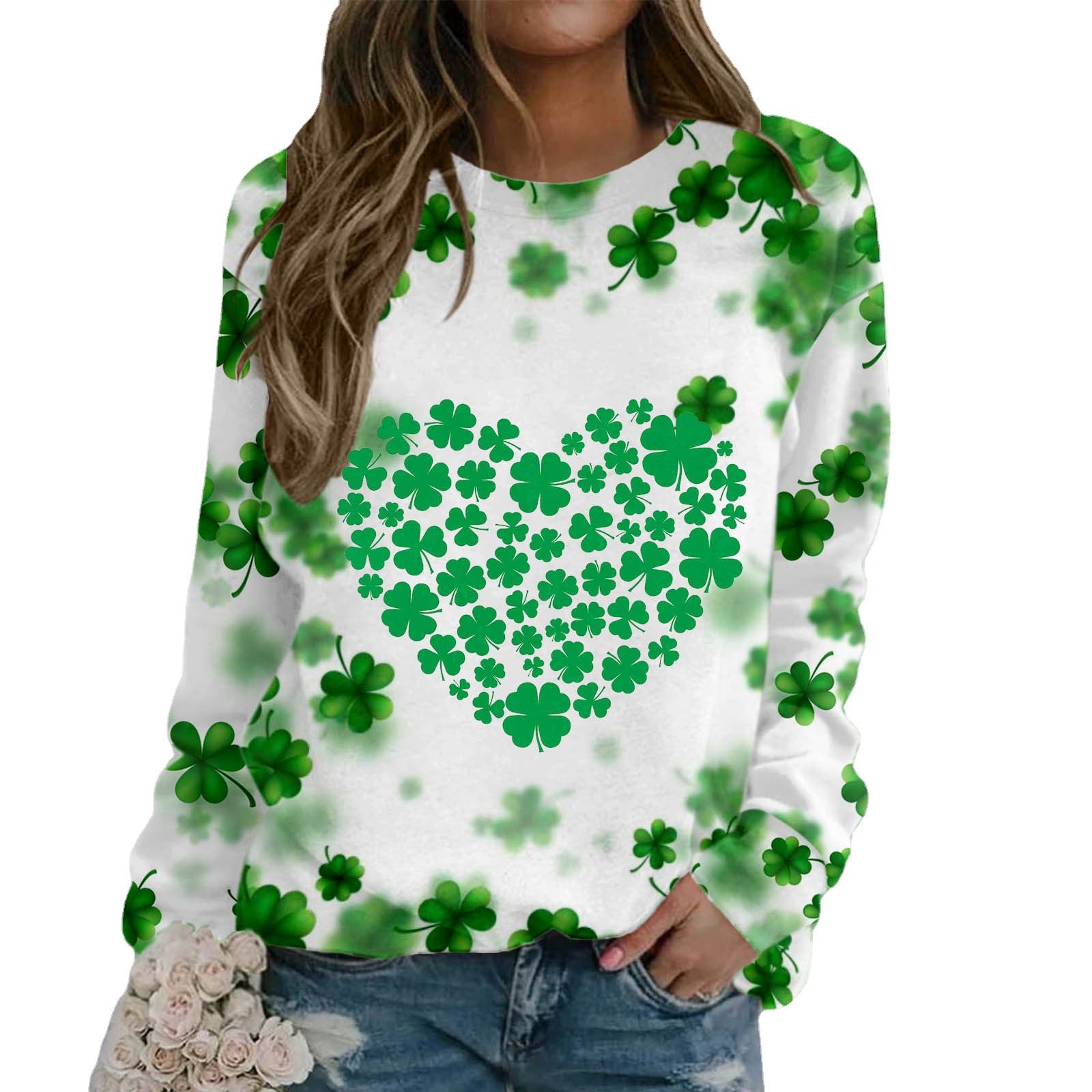 Wholesale of St. Patrick's Day Green Pullover Printed Polyester Hoodies