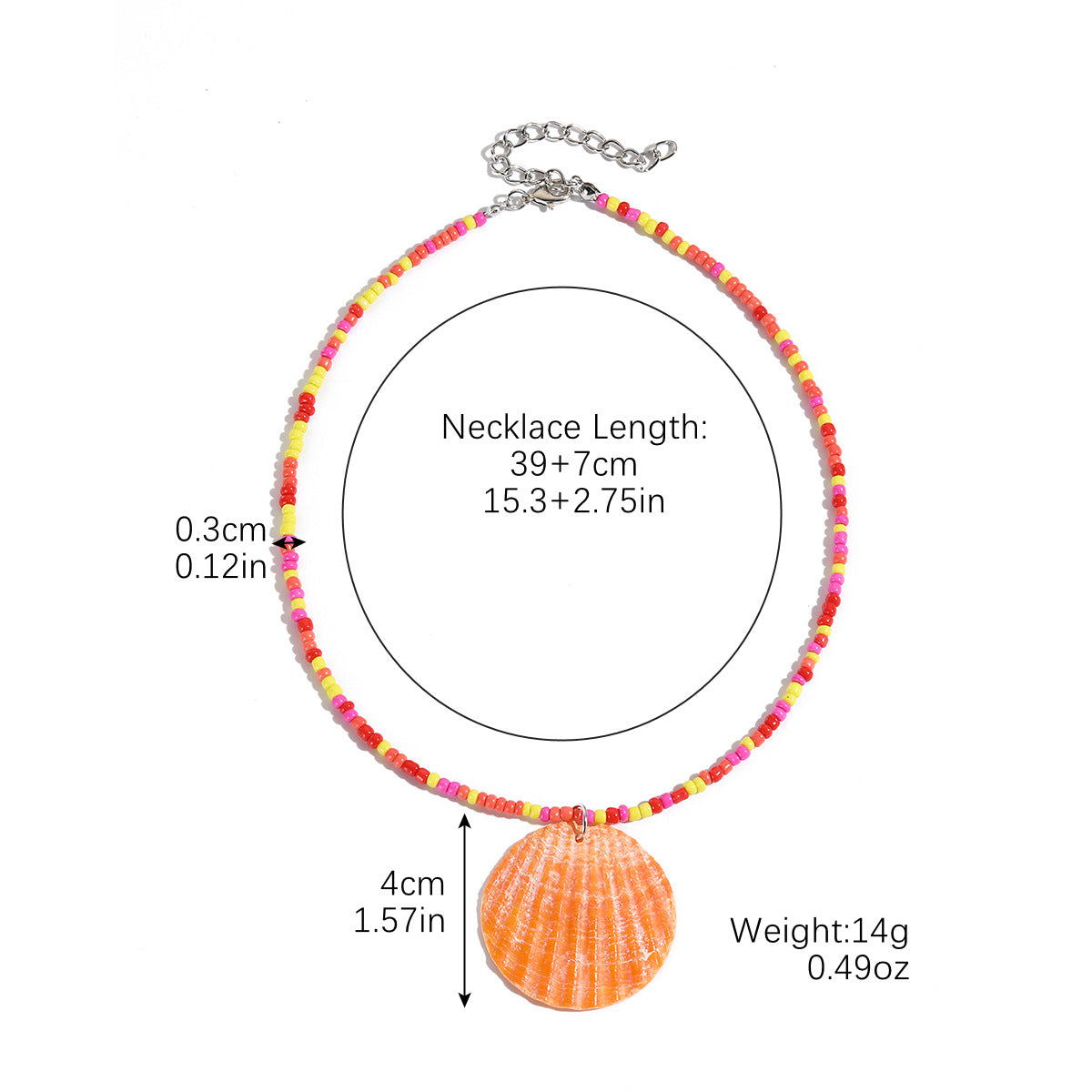 Wholesale Ocean Style Colorful Rice Beads Conch Shell Necklace