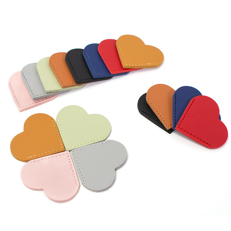 Wholesale Creative Leather Love Pu Simple Portable Book Page Holder Student Gift Heart-shaped Bookmark Book Corner Protective Cover