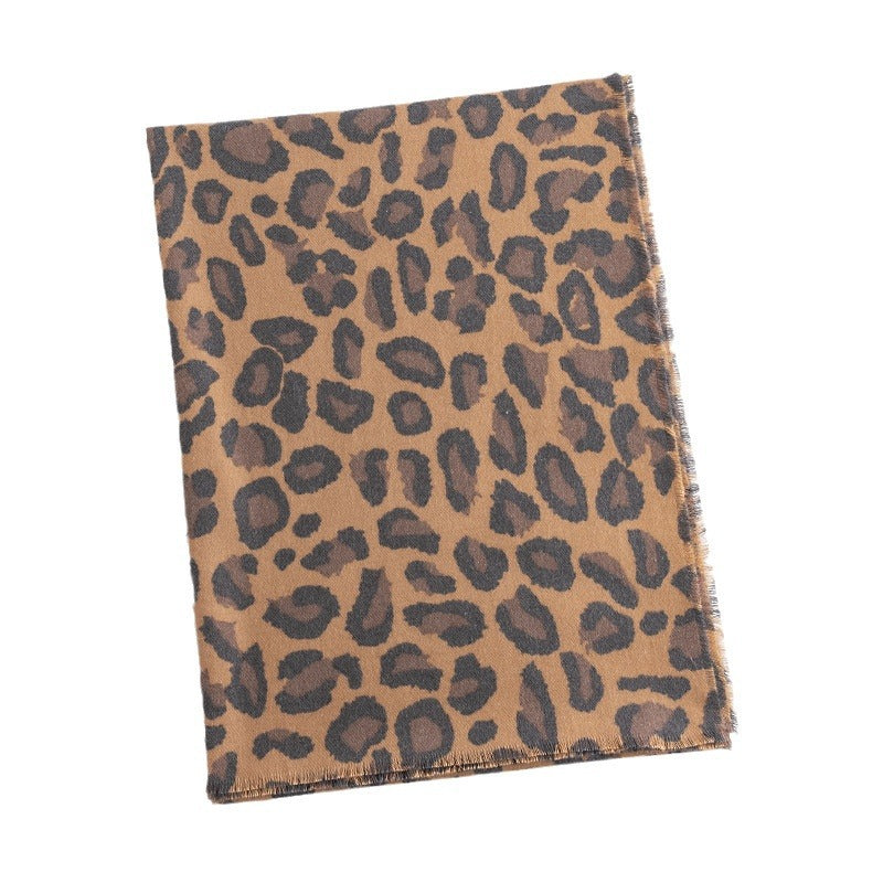Wholesale Leopard Print Soft and Warm Printed Fringe Scarf
