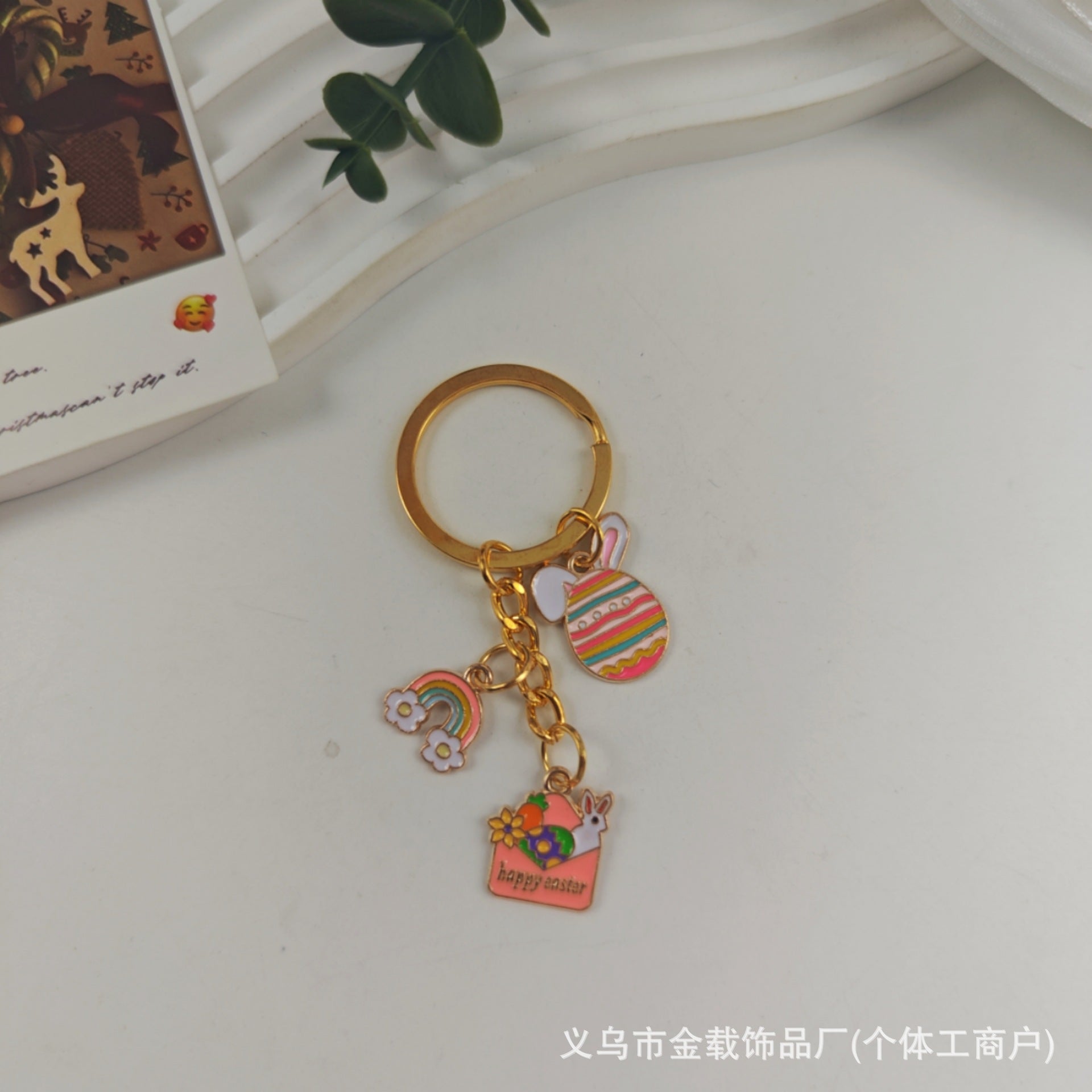 Wholesale Cartoon Easter egg cute rabbit metal keychain