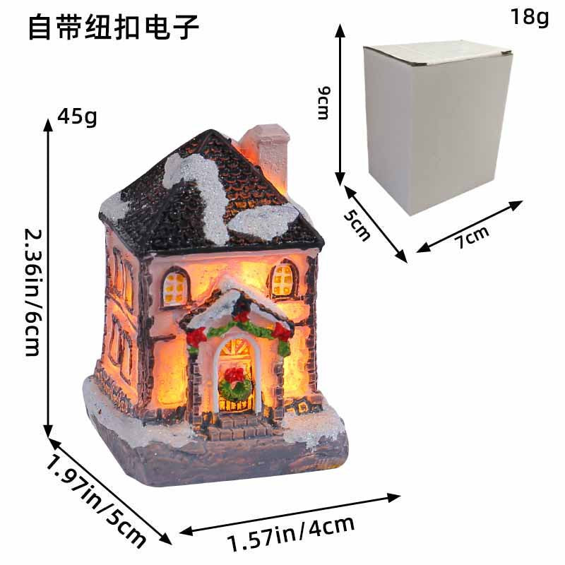 Wholesale Christmas Resin Colored Luminous House Desktop Ornaments