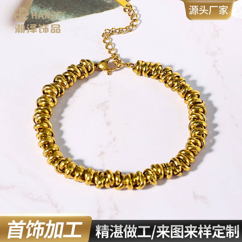 Wholesale fashion sense titanium steel 18K gold non-fading circle interlocking jewelry