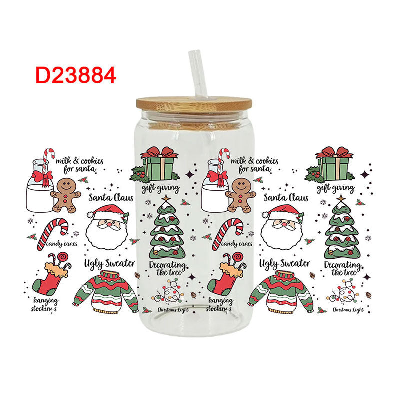 Wholesale Leaves Flowers Christmas Tree 16oz Cup UV DTF Wraps