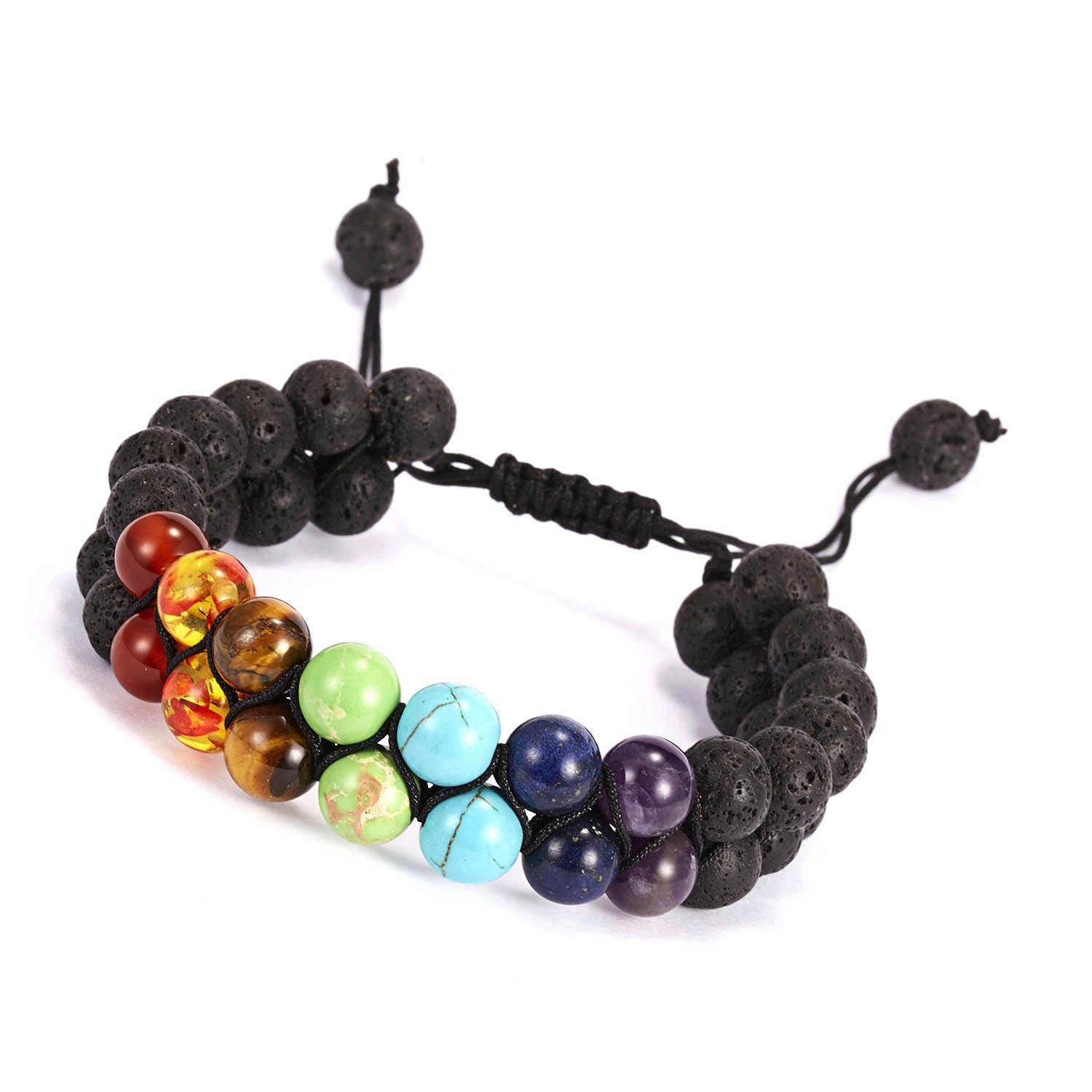 Wholesale Volcano Stone Pine Stone Frosted Agate Colorful Stone Bracelet