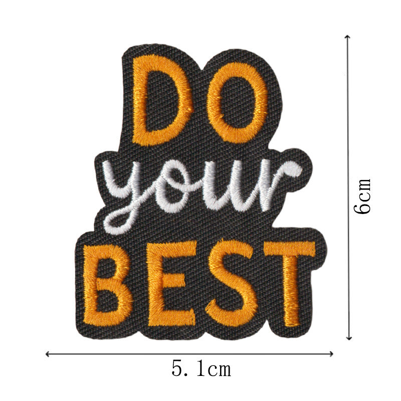 Wholesale Embroidered Iron On Patches Modern Black White Heart Quote Design 9Pc Heat Glue DIY For Clothing Bags Towels